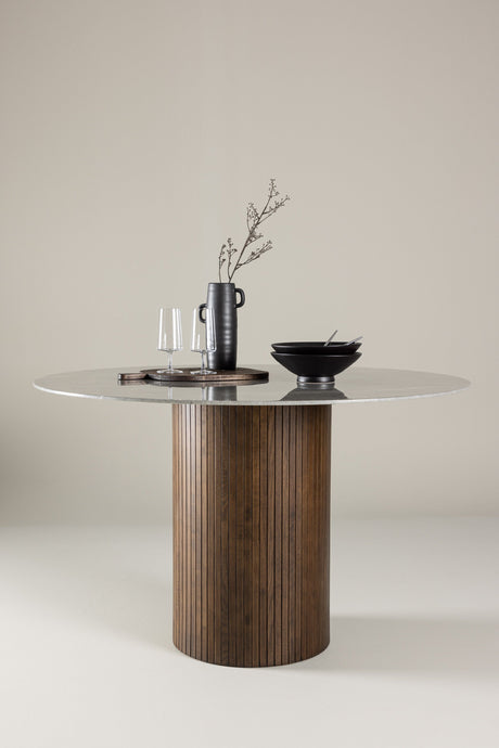 Härön runder Esstisch - mokka/Glas - Runde Esstische - ALVAHOME