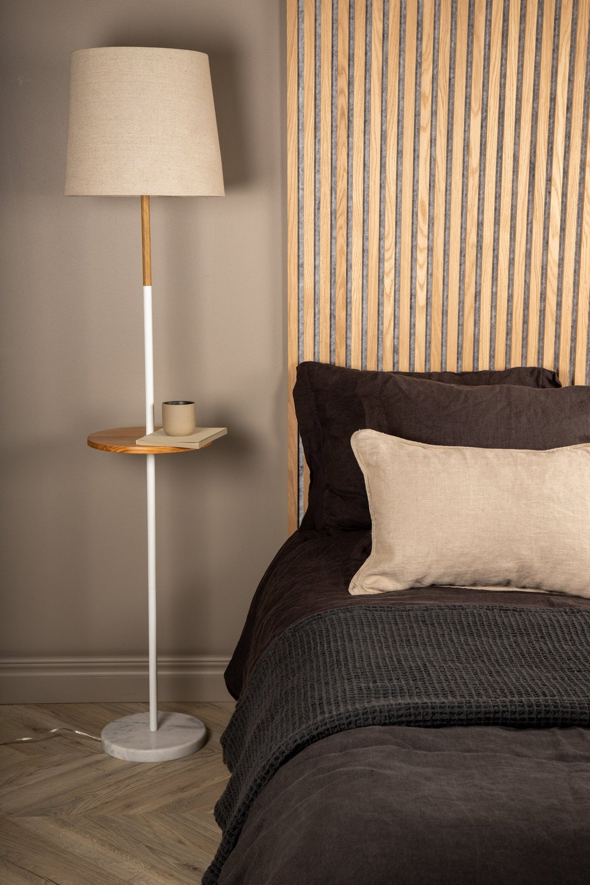 Hattman Stehlampe - beige/Polyester - Leinen - Stehlampen - ALVAHOME