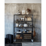 HD Regal mit 4 Rollen - schwarz/wood - Regale - ALVAHOME