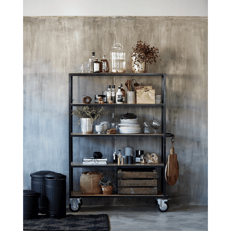 HD Regal mit 4 Rollen - schwarz/wood - Regale - ALVAHOME