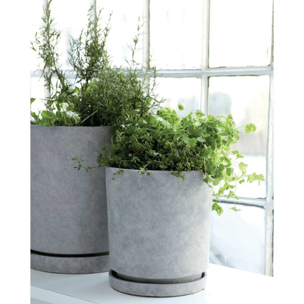HDHook Blumentopf mit Untersetzer - hellgrau - Outdoor - Blumentöpfe - ALVAHOME