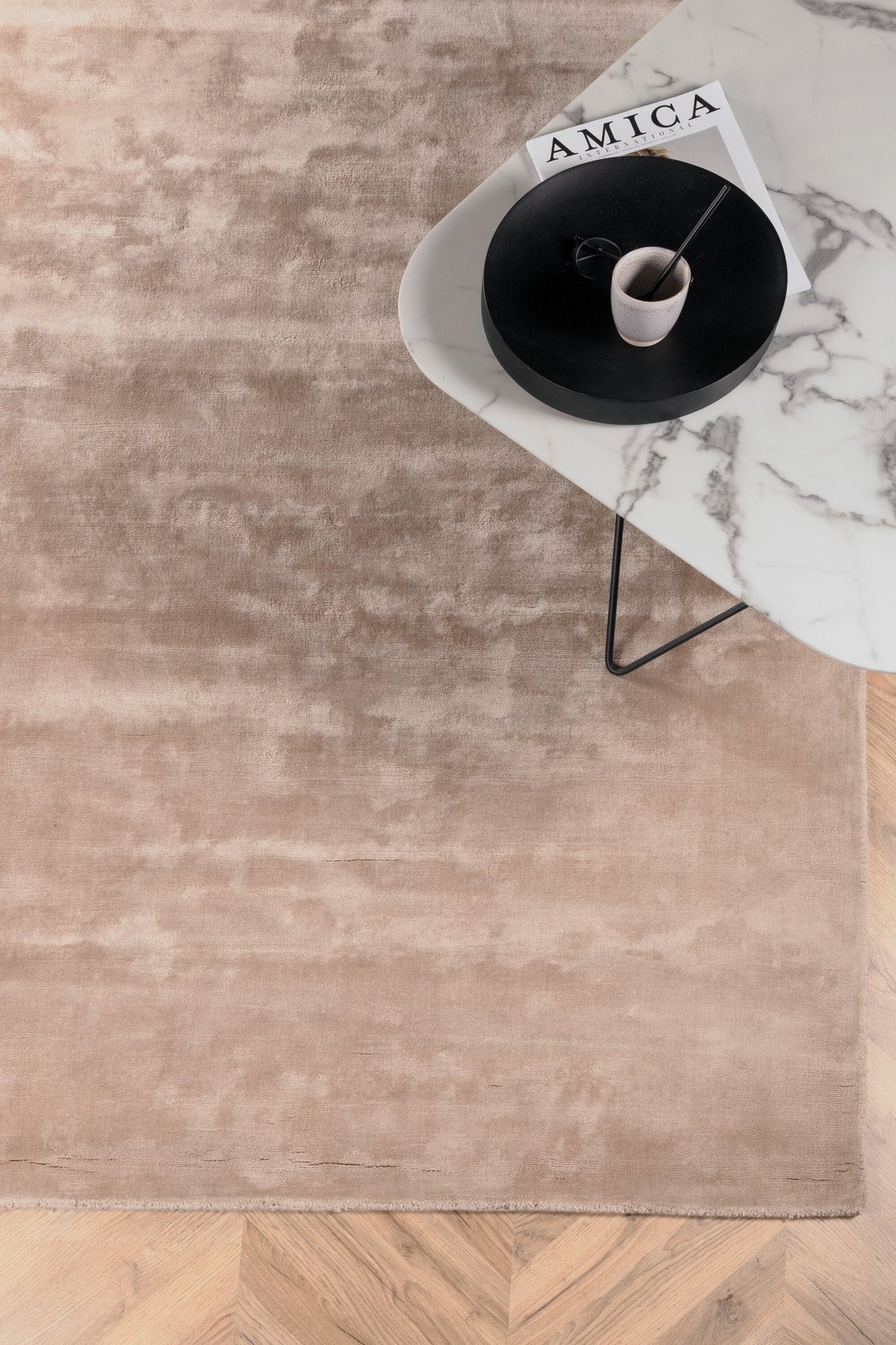 Indra Wohnzimmerteppich - beige/Viskose - Wohnzimmerteppiche - ALVAHOME