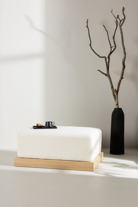 Ivy Ottoman - weiß/Bouclé - Ottomane / Poufs - ALVAHOME