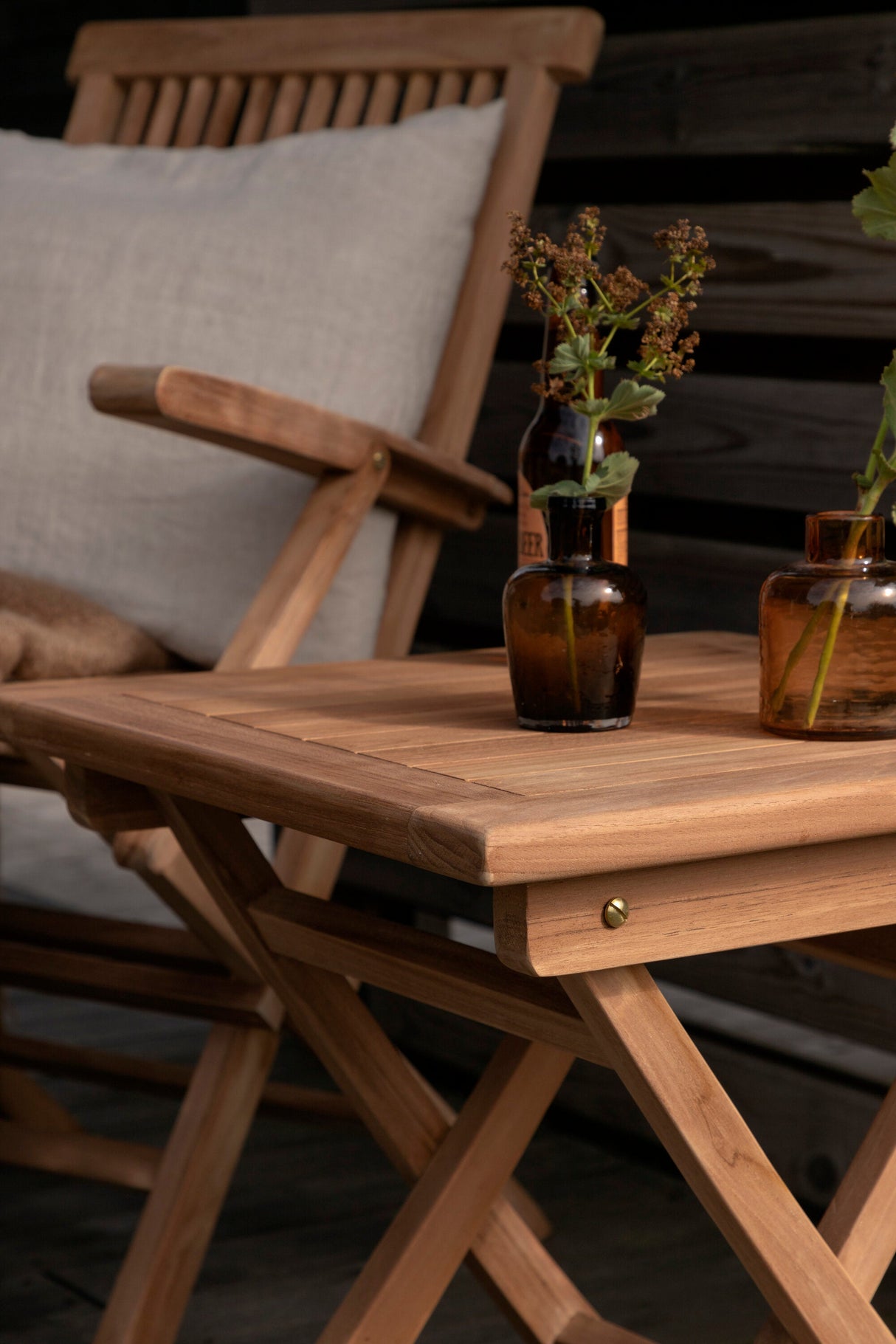 Kenya Outdoor - Beistelltisch - gold/Teak - Outdoor - Beistelltische - ALVAHOME