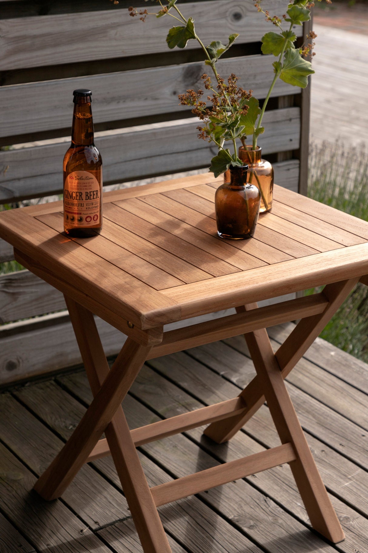 Kenya Outdoor - Beistelltisch - gold/Teak - Outdoor - Beistelltische - ALVAHOME
