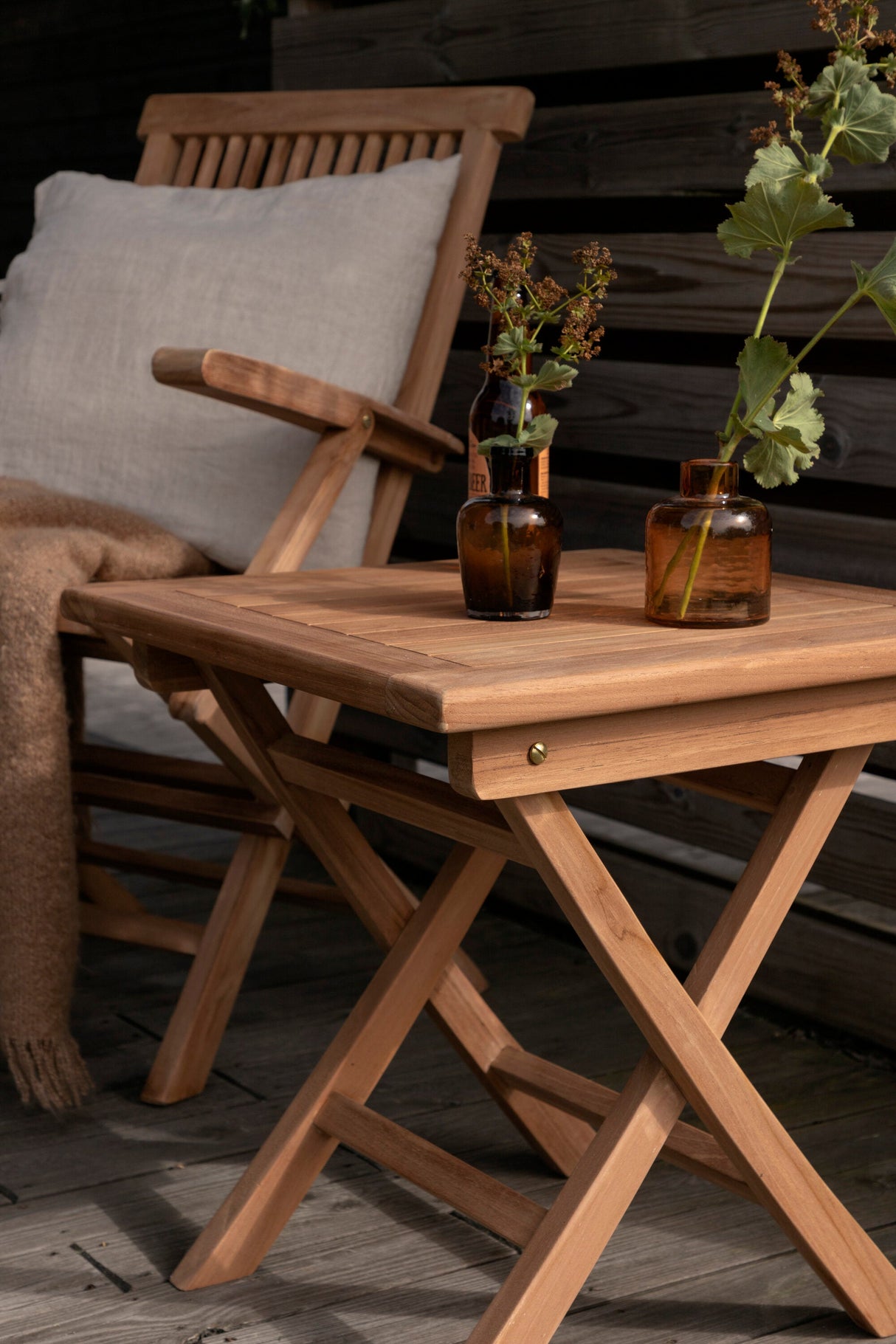 Kenya Outdoor - Beistelltisch - gold/Teak - Outdoor - Beistelltische - ALVAHOME