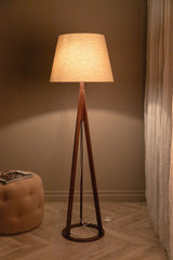 Kona Stehlampe - braun/Polyester - Leinen - Stehlampen - ALVAHOME