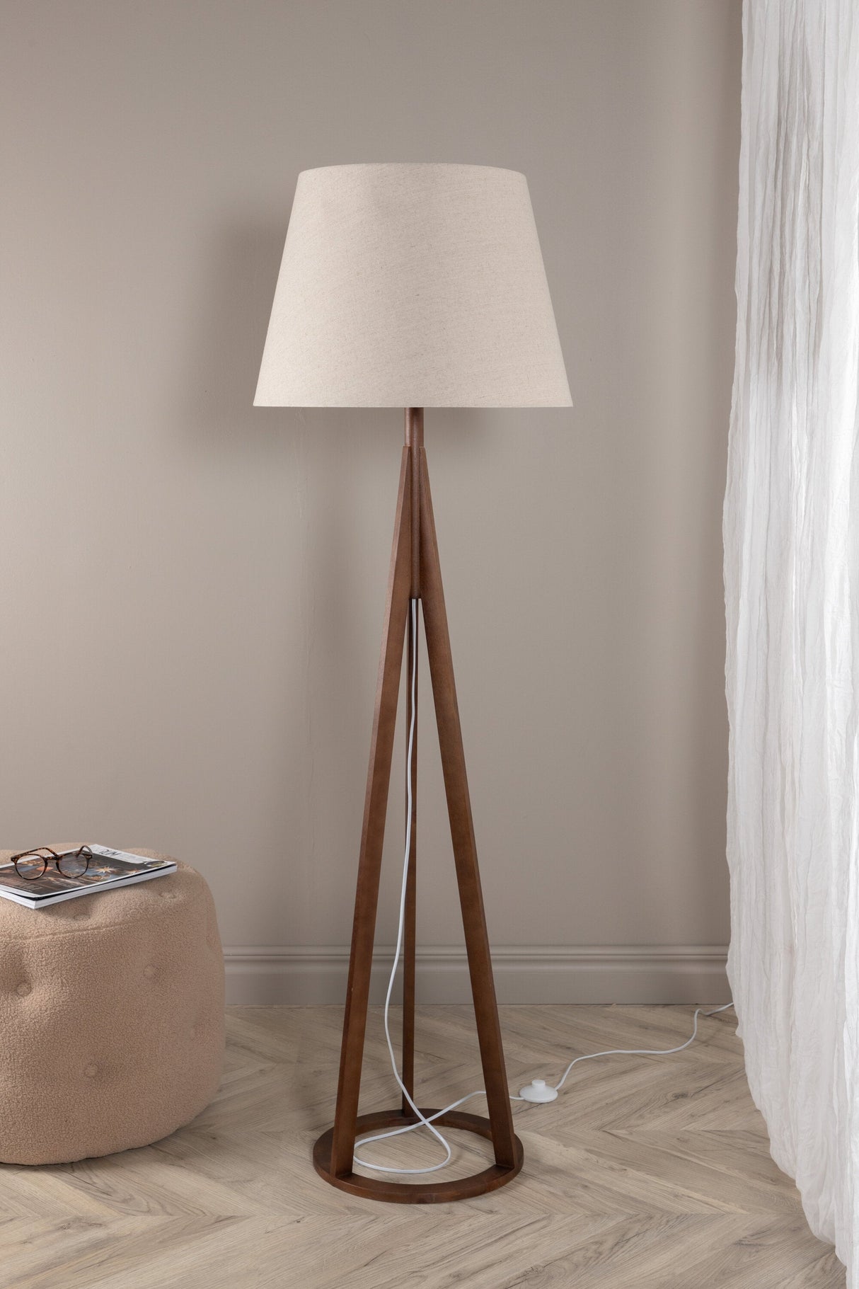 Kona Stehlampe - braun/Polyester - Leinen - Stehlampen - ALVAHOME