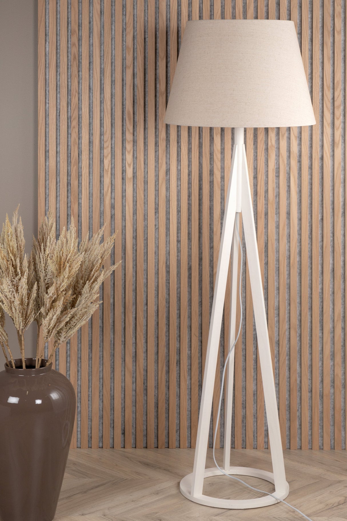 Kona Stehlampe - weiß/Polyester - Leinen - Stehlampen - ALVAHOME