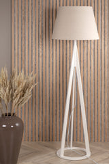 Kona Stehlampe - weiß/Polyester - Leinen - Stehlampen - ALVAHOME