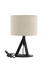 Kona Tischlampe - schwarz/Polyester - Leinen - Tischlampen - ALVAHOME