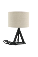 Kona Tischlampe - schwarz/Polyester - Leinen - Tischlampen - ALVAHOME