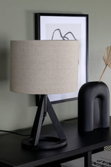 Kona Tischlampe - schwarz/Polyester - Leinen - Tischlampen - ALVAHOME