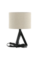 Kona Tischlampe - schwarz/Polyester - Leinen - Tischlampen - ALVAHOME