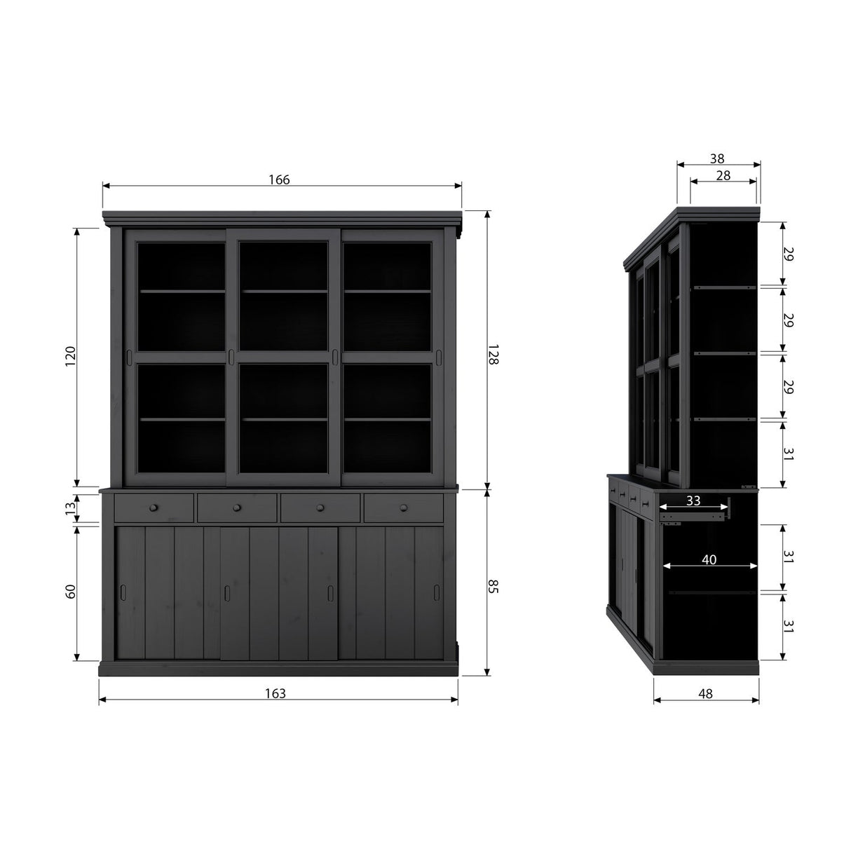 Lagos Buffetschrank - weiß/Kiefer [fsc] - Buffetschränke - ALVAHOME