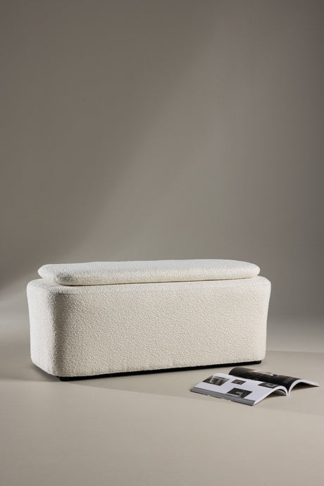Laurel Ottoman - weiß/Bouclé - Ottomane / Poufs - ALVAHOME