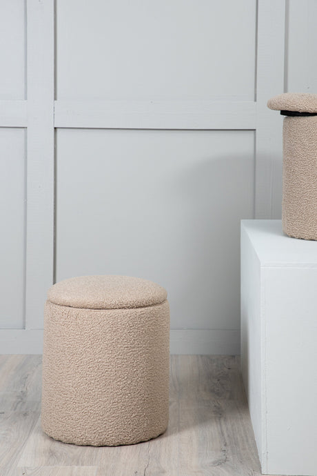 Limpen Pouf - beige/Polyester - Teddy - Ottomane / Poufs - ALVAHOME