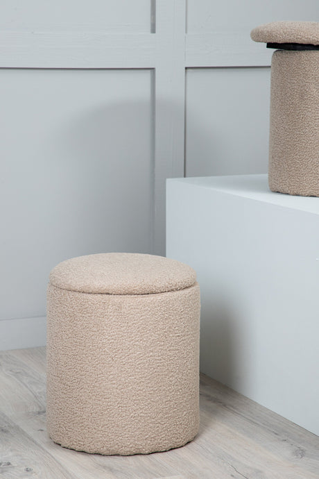 Limpen Pouf - beige/Polyester - Teddy - Ottomane / Poufs - ALVAHOME