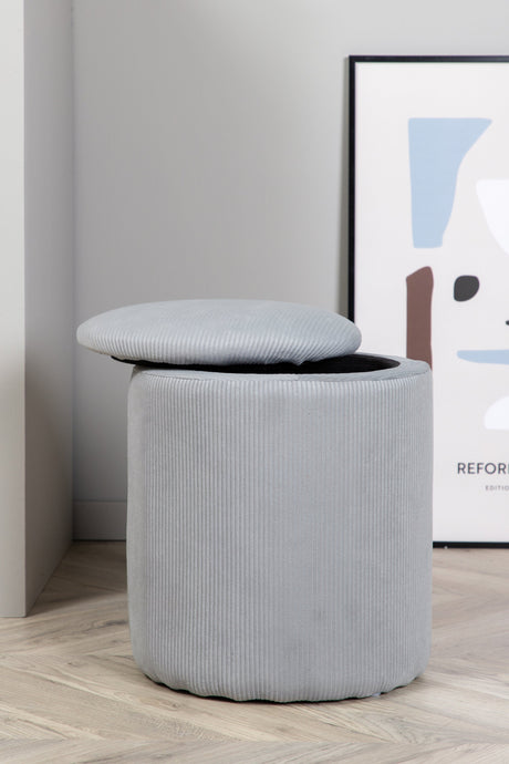 Limpen Pouf - grau/Polyester - Kord - Ottomane / Poufs - ALVAHOME