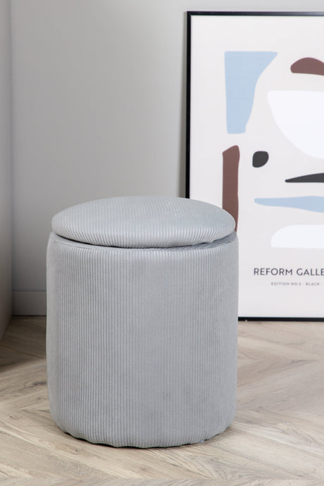 Limpen Pouf - grau/Polyester - Kord - Ottomane / Poufs - ALVAHOME