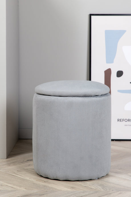 Limpen Pouf - grau/Polyester - Kord - Ottomane / Poufs - ALVAHOME