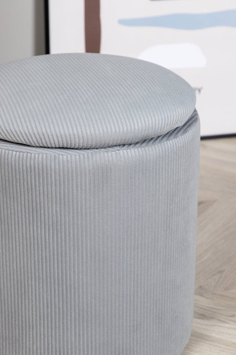 Limpen Pouf - grau/Polyester - Kord - Ottomane / Poufs - ALVAHOME