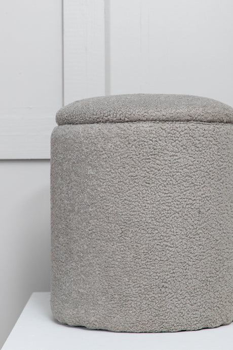 Limpen Pouf - grau/Polyester - Teddy - Ottomane / Poufs - ALVAHOME