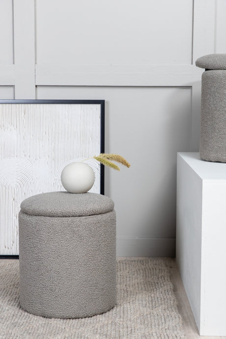 Limpen Pouf - grau/Polyester - Teddy - Ottomane / Poufs - ALVAHOME