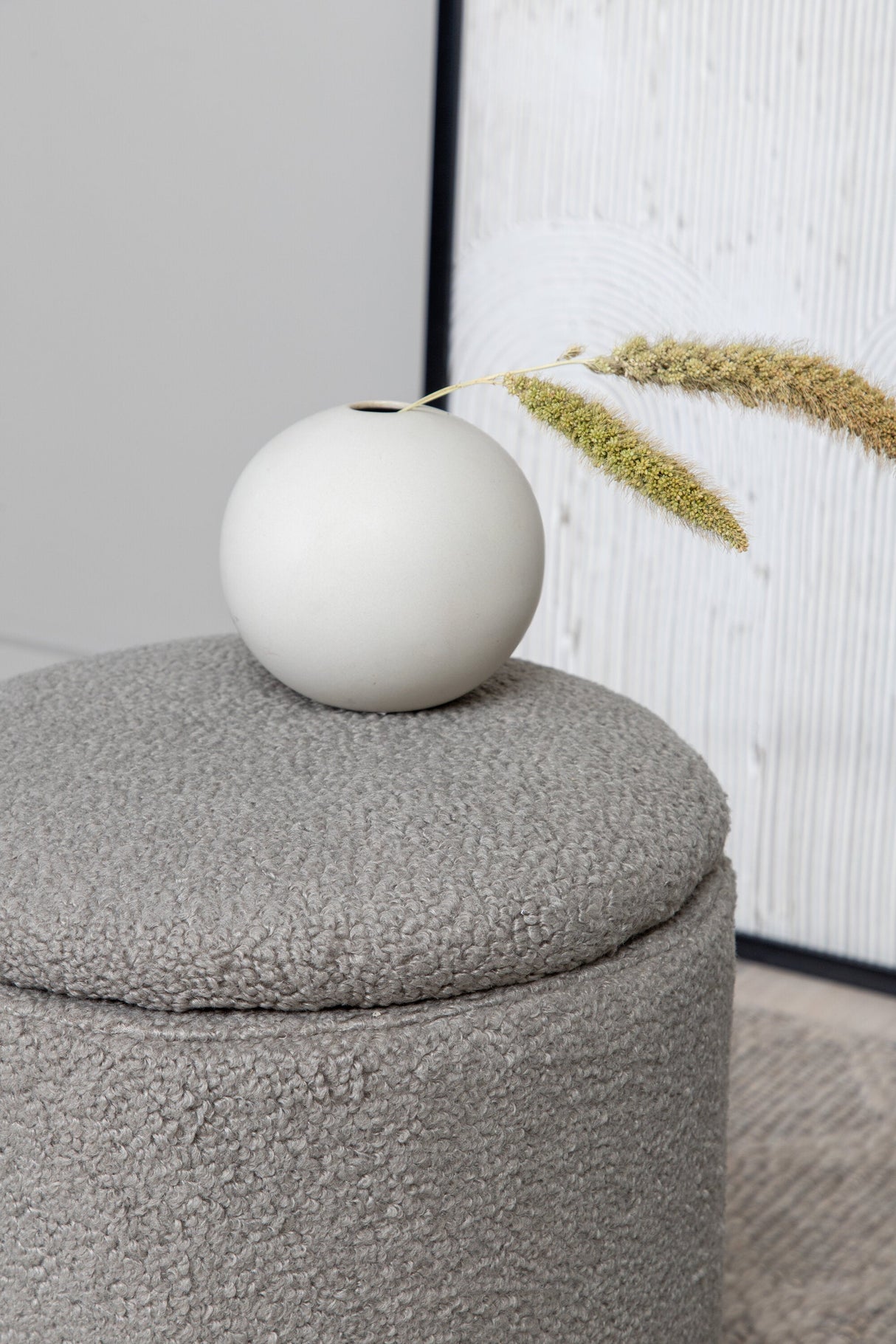 Limpen Pouf - grau/Polyester - Teddy - Ottomane / Poufs - ALVAHOME