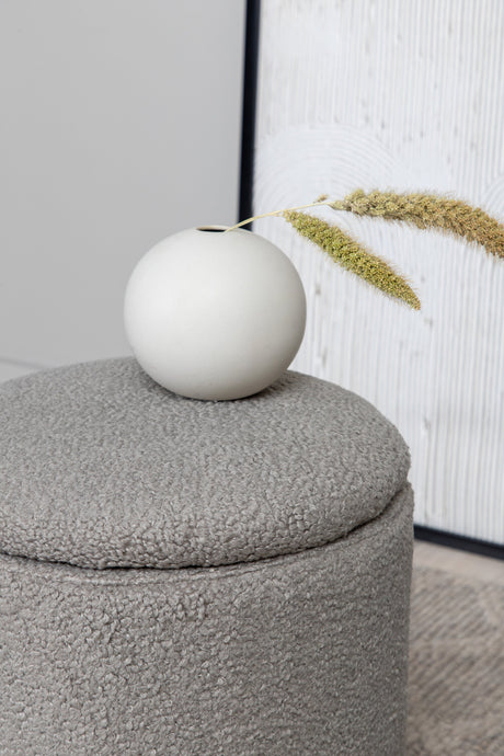 Limpen Pouf - grau/Polyester - Teddy - Ottomane / Poufs - ALVAHOME