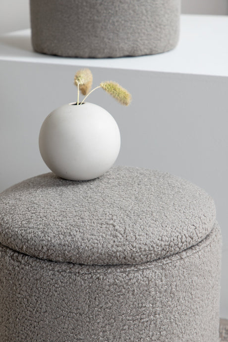 Limpen Pouf - grau/Polyester - Teddy - Ottomane / Poufs - ALVAHOME