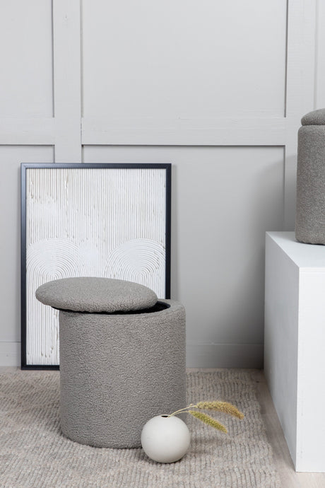 Limpen Pouf - grau/Polyester - Teddy - Ottomane / Poufs - ALVAHOME