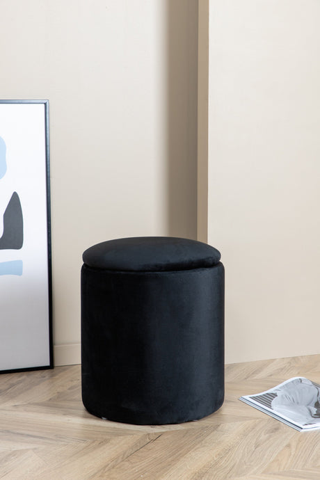Limpen Pouf - schwarz/Polyester - Samt - Ottomane / Poufs - ALVAHOME