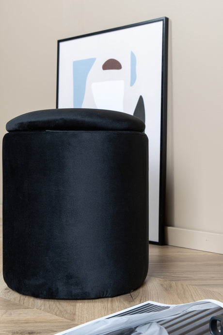 Limpen Pouf - schwarz/Polyester - Samt - Ottomane / Poufs - ALVAHOME