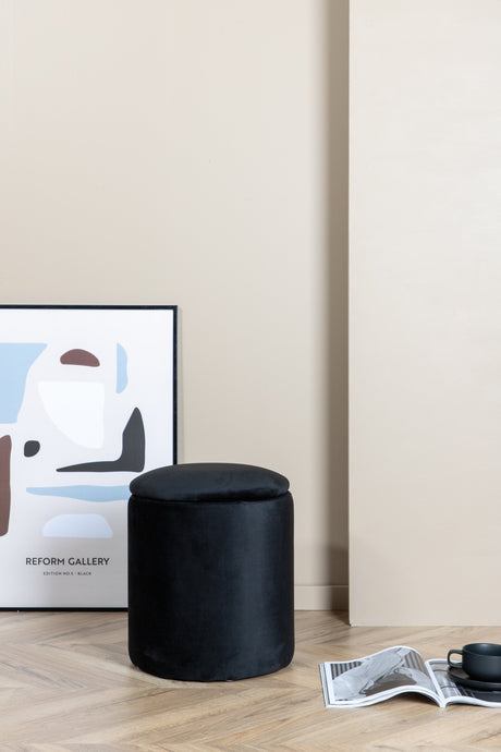 Limpen Pouf - schwarz/Polyester - Samt - Ottomane / Poufs - ALVAHOME