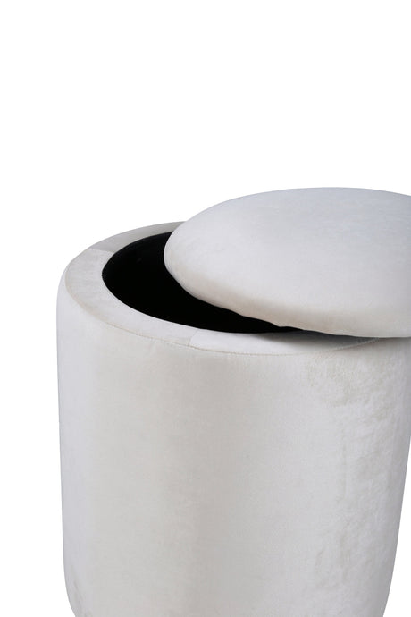 Limpen Pouf - weiß/Polyester - Samt - Ottomane / Poufs - ALVAHOME