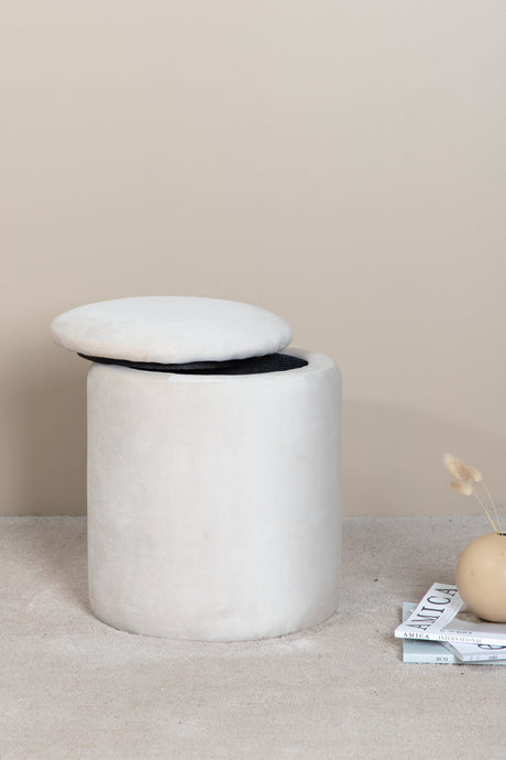 Limpen Pouf - weiß/Polyester - Samt - Ottomane / Poufs - ALVAHOME