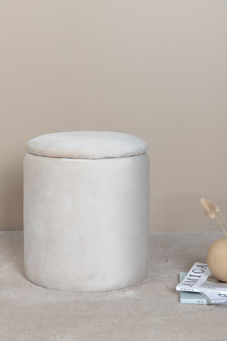 Limpen Pouf - weiß/Polyester - Samt - Ottomane / Poufs - ALVAHOME