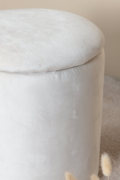 Limpen Pouf - weiß/Polyester - Samt - Ottomane / Poufs - ALVAHOME