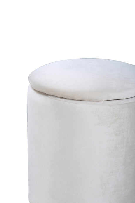 Limpen Pouf - weiß/Polyester - Samt - Ottomane / Poufs - ALVAHOME