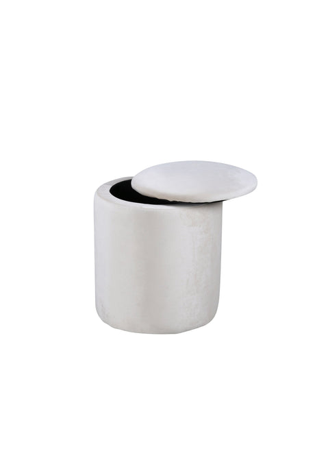 Limpen Pouf - weiß/Polyester - Samt - Ottomane / Poufs - ALVAHOME