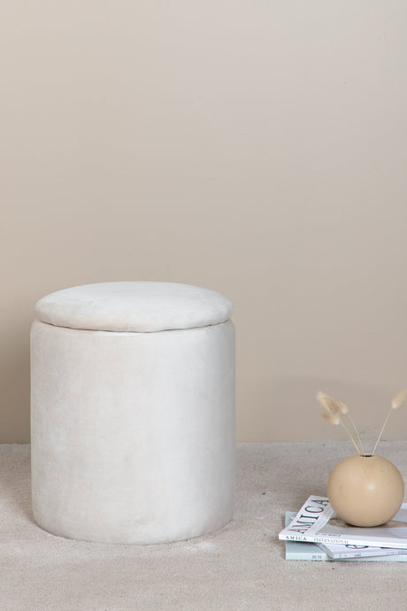 Limpen Pouf - weiß/Polyester - Samt - Ottomane / Poufs - ALVAHOME