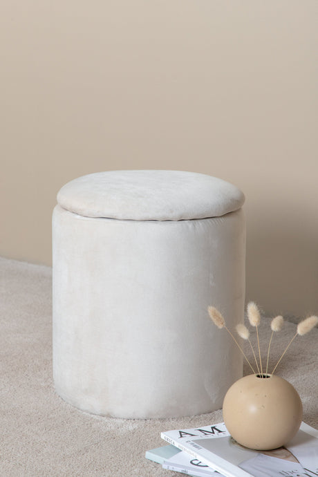 Limpen Pouf - weiß/Polyester - Samt - Ottomane / Poufs - ALVAHOME