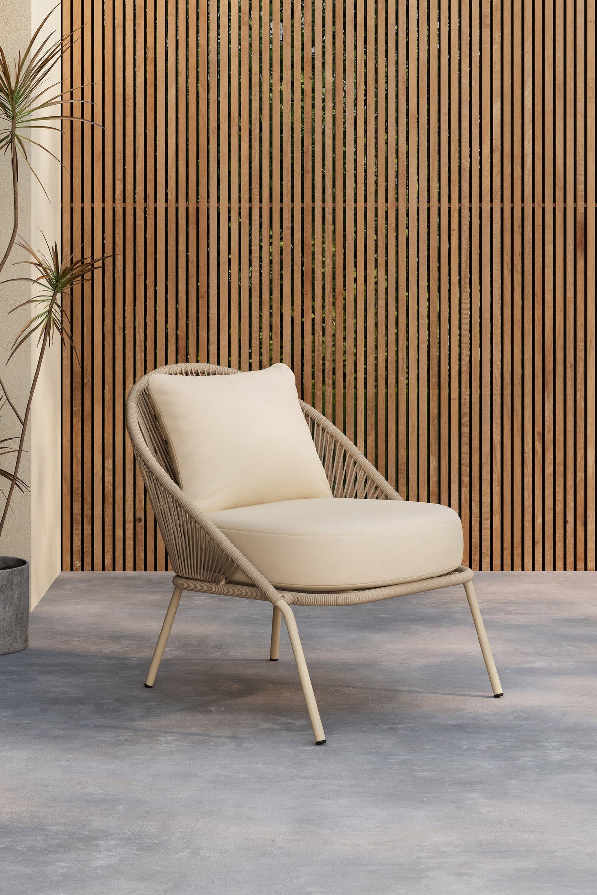 Lindos Outdoor Lounge - Stuhl - beige/Stahl - Accent Chair - ALVAHOME