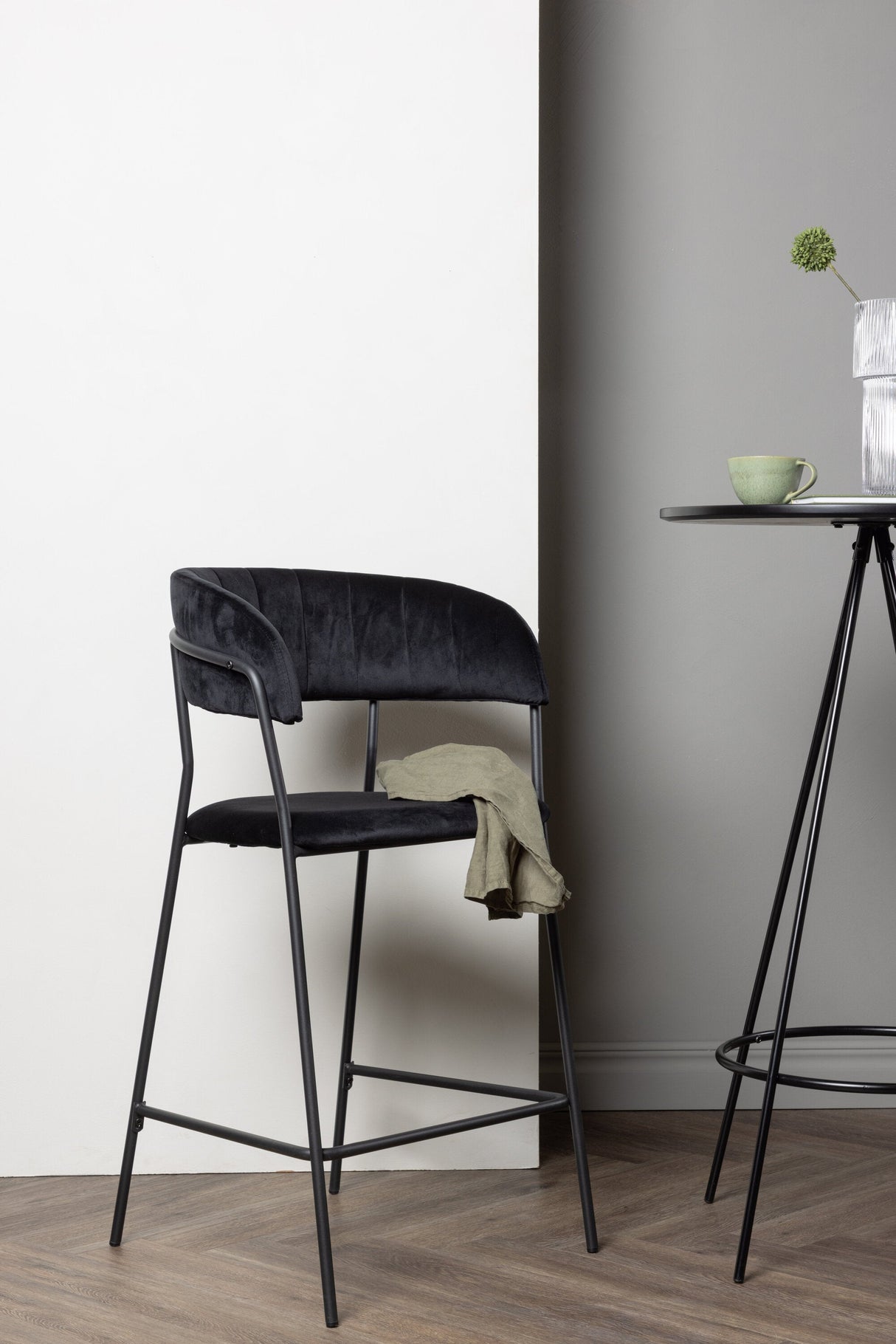 Lui Barhocker - schwarz/Polyester - Samt - Barhocker - ALVAHOME