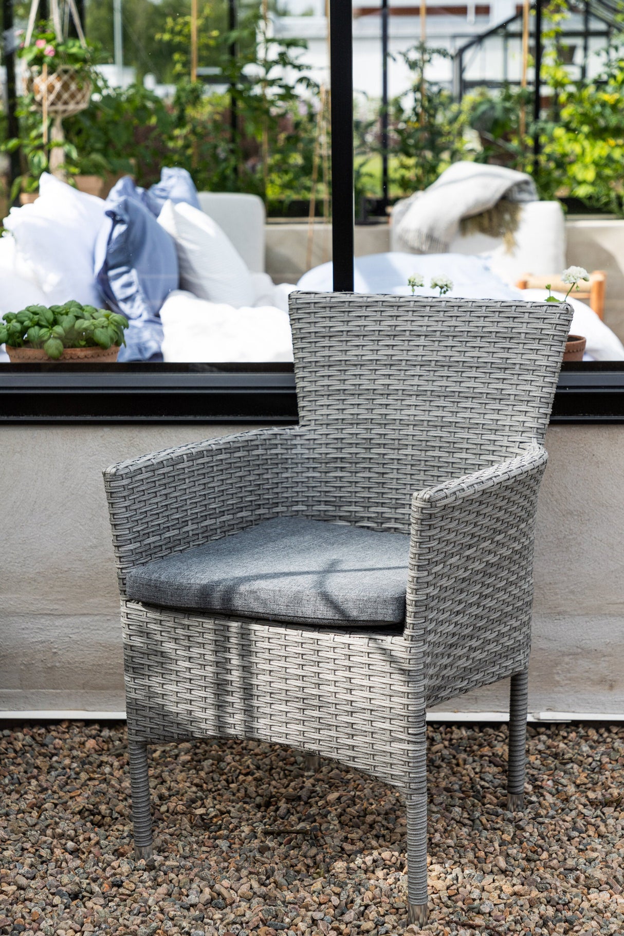 Malina Outdoor - Essstuhl - grau/Weidengeflecht - Outdoor - Essstühle - ALVAHOME