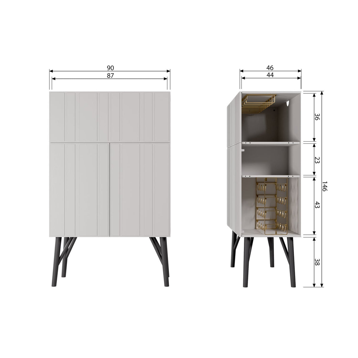 Miller Barschrank - staub/Kiefer [fsc] - Barschränke - ALVAHOME