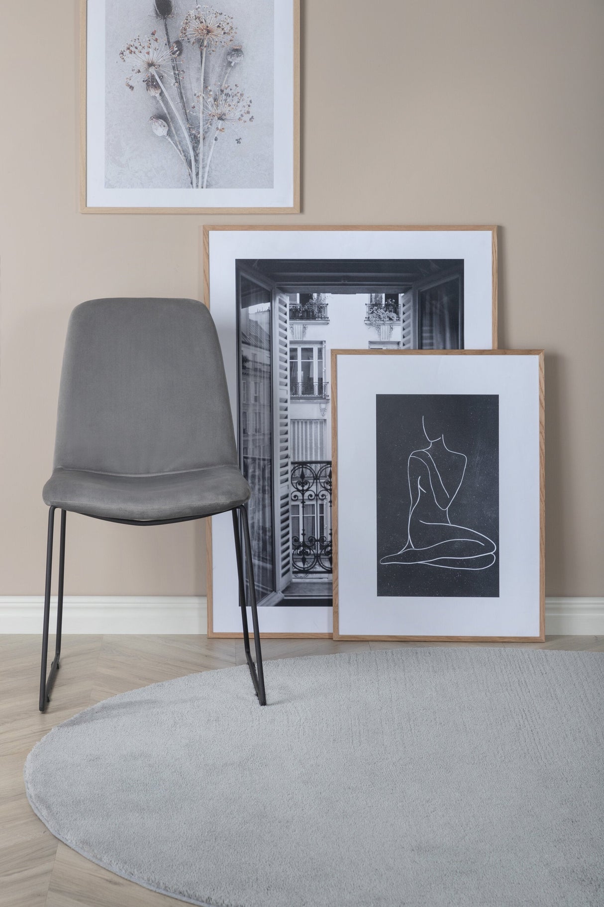 Muce Esszimmerstuhl - grau/Polyester - Samt - Essstühle - ALVAHOME