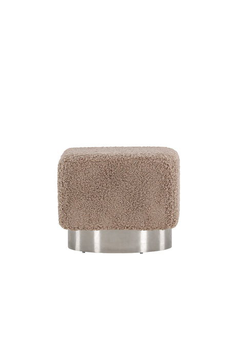 Newton Pouf - braun/Polyester - Teddy - Ottomane / Poufs - ALVAHOME