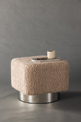 Newton Pouf - braun/Polyester - Teddy - Ottomane / Poufs - ALVAHOME